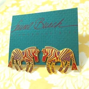 Laurel Burch Studio Wild Zebra Earrings Pierced